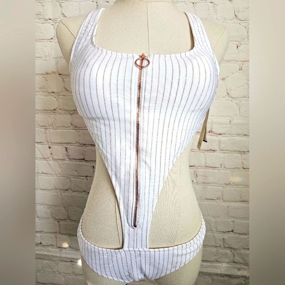 Spring Training Zip Monokini in Rose Gold | ale by alessandra | Size Large | NWT